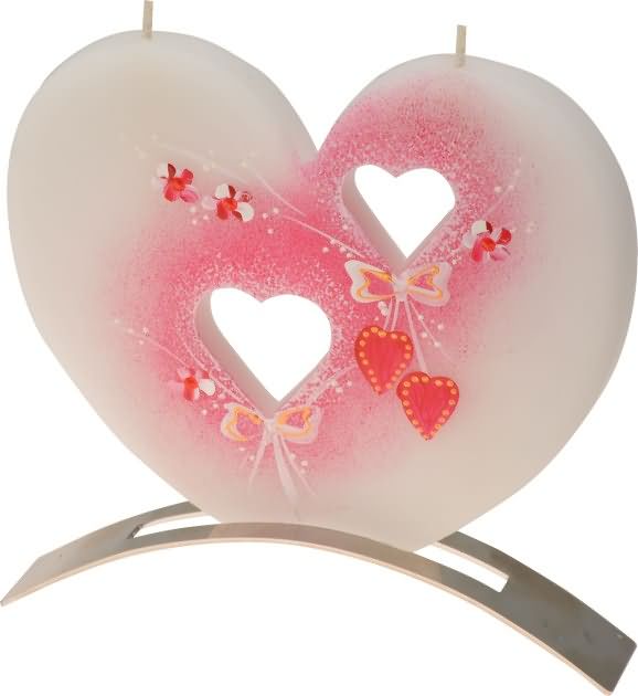 Sveča dišeča na stojalu, srce - Valentinovo, v darilni embalaži, 14.5x16cm