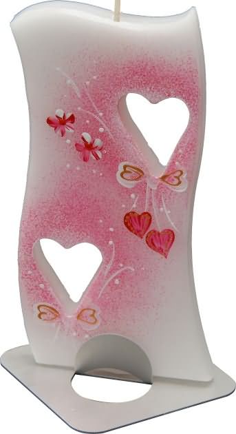 Sveča dišeča na stojalu, Valentinovo, v darilni embalaži, 14x6cm