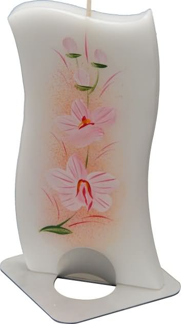 Sveča dišeča na stojalu, orhideja-roza, v darilni embalaži, 14x6cm