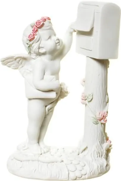 Angel z vencem iz vrtnic, poštni nabiralnik, 14 cm