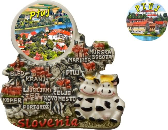 Slovenija - Ptuj, Magnet - zemljevid, kravici