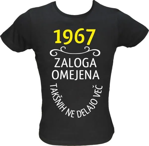 Majica ženska (telirana)-1967, zaloga omejena, takšnih ne delajo več L-črna