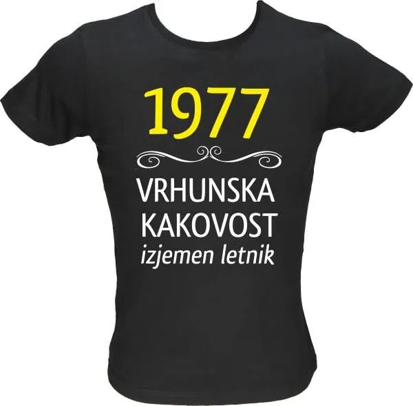 Majica ženska (telirana)-1977, vrhunska kakovost, izjemen letnik M-črna