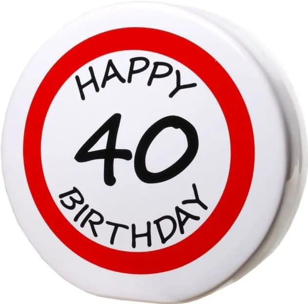 Hranilnik "Happy Birthday" prometni znak 40, keramika, 15cm