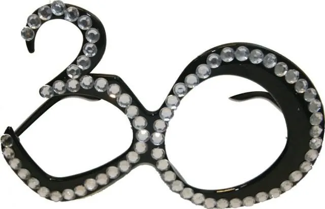 Očala dekorativna s kamenčki, 30 let, črna