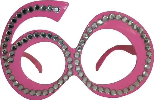 Očala dekorativna s kamenčki, 60 let, roza