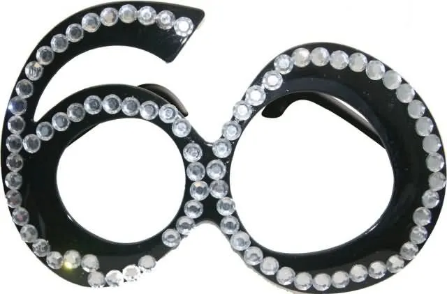 Očala dekorativna s kamenčki, 60 let, črna
