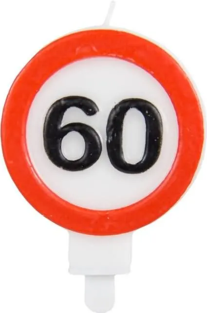 Svečka za torto, prometni znak 60, 6cm