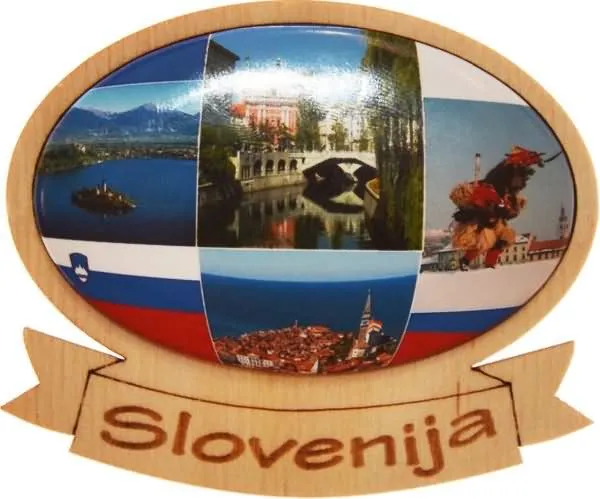 Magnet oval, v lesu - Slovenija, 7.5x6.5cm
