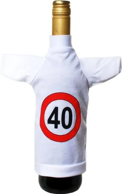 Mini majčka, oblačilo za steklenico, prometni znak 40, 20x12cm