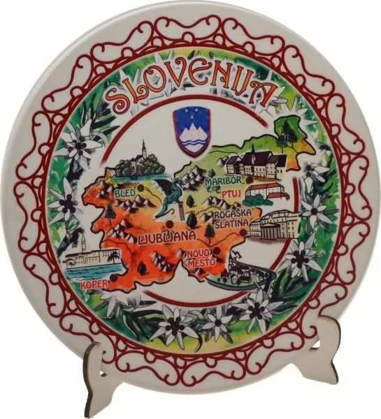 Slovenija, Dekorativni krožnik za obesit, 18cm, , na stojalu