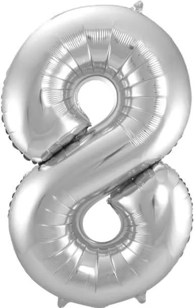 Balon napihljiv, za helij, srebrn, št. 8, 86cm