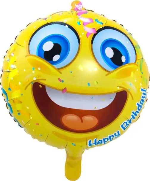 Balon napihljiv, za helij, otroški, smeško, Happy Birthday, 43cm