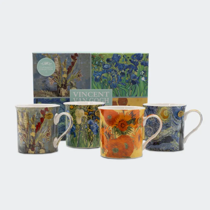 Set 4 lončkov, Van Gogh, kitajski porcelan, v darilni embalaži, 8.5cm