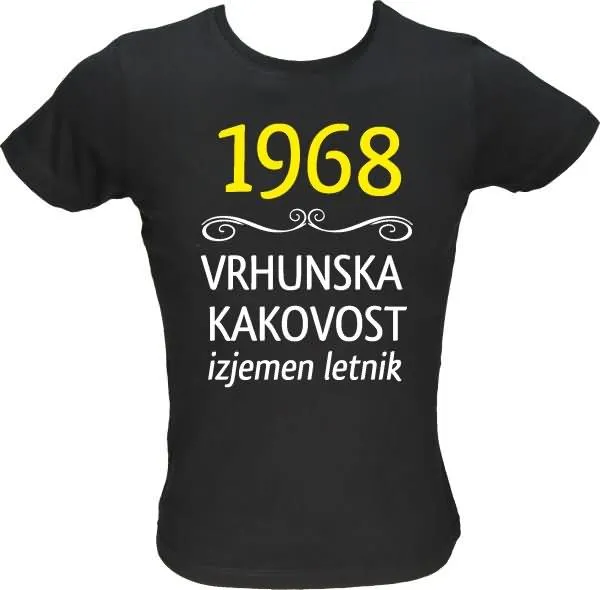 Majica ženska (telirana)-1968, vrhunska kakovost, izjemen letnik XL-črna