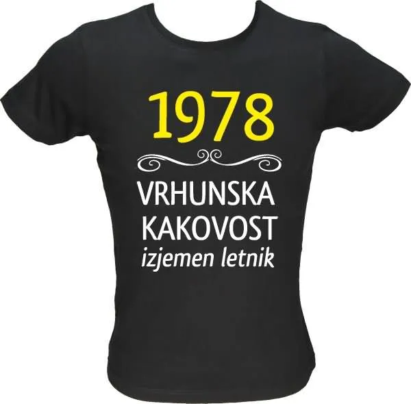 Majica ženska (telirana)-1978, vrhunska kakovost, izjemen letnik XL-črna