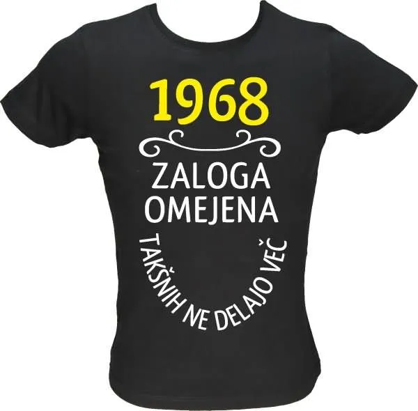 Majica ženska (telirana)-1968, zaloga omejena, takšnih ne delajo več M-črna