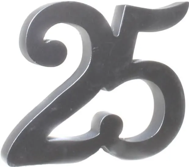 Srebrna številka "25", lesena, 12cm