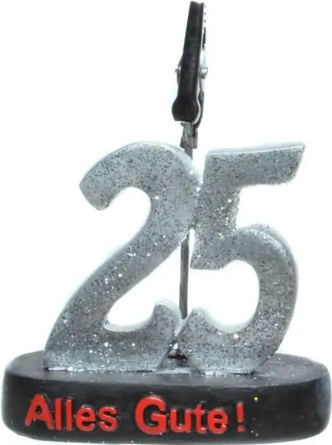 Številka z bleščicami "25", s priponko, 9.5cm