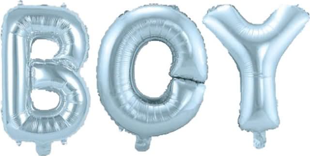 Balon napihljiv, napis BOY, 3x 36cm + vrvica ter palčka za napihnit