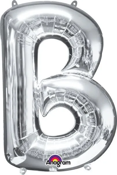 Balon napihljiv, za helij, srebrn, črka "B", 86cm