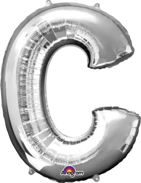 Balon napihljiv, za helij, srebrn, črka "C", 81cm