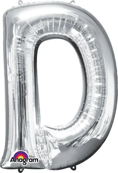 Balon napihljiv, za helij, srebrn, črka "D", 83cm