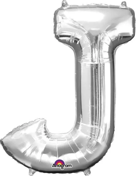 Balon napihljiv, za helij, srebrn, črka "J", 83cm