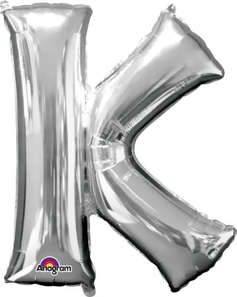 Balon napihljiv, za helij, srebrn, črka "K", 83cm