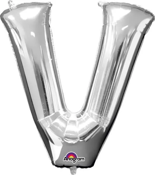 Balon napihljiv, za helij, srebrn, črka "V", 81cm