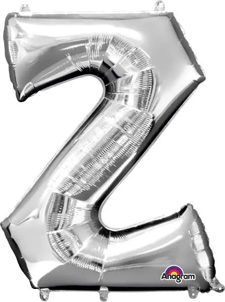 Balon napihljiv, za helij, srebrn, črka "Z", 83cm