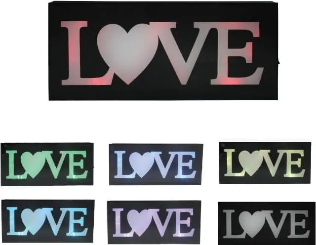 Svetleča plošča z napisom "LOVE", menjajoča barve, 50x23cm