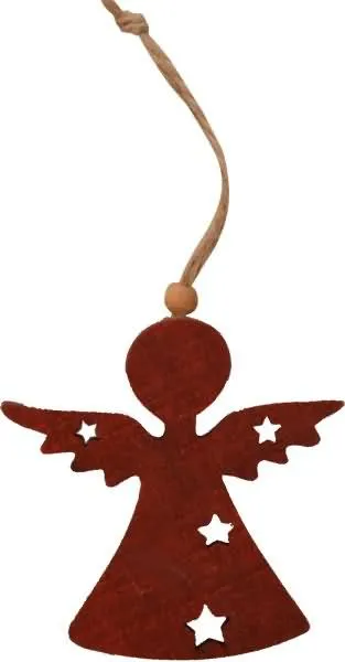 Angel lesen z zvezdicami, rdeč, za obesit, 5cm