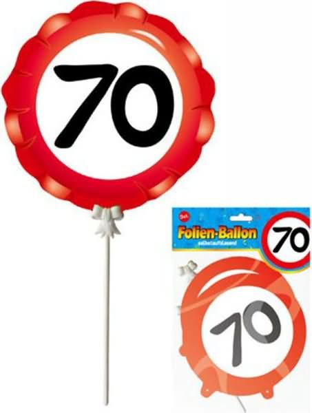Balon na palčki, prometni znak, "70", samonapihljiv, 18cm, 3kom