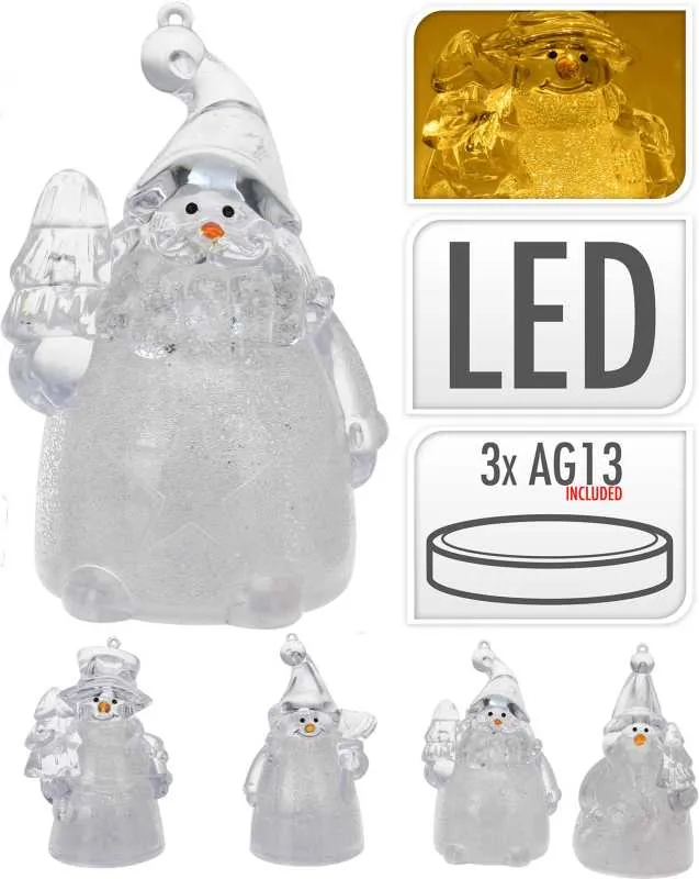 Božična figurica z led lučko, 9cm, sort.