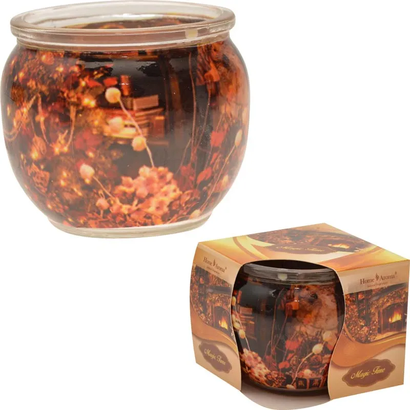 Dišeča sveča v steklenem kozarčku, čarobni čas, 6x6.5cm
