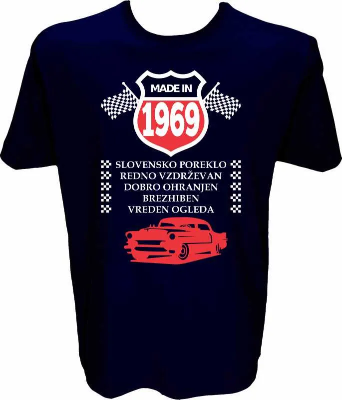 Majica-Made in 1969 avto M-temno modra