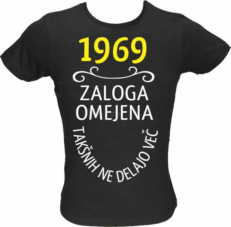 Majica ženska (telirana)-1969, zaloga omejena, takšnih ne delajo več M-črna
