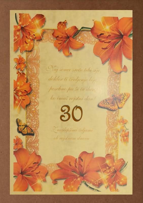 Diploma ROJSTNI DAN, Naj sonce sreče, lilija, 30, (36x25cm)