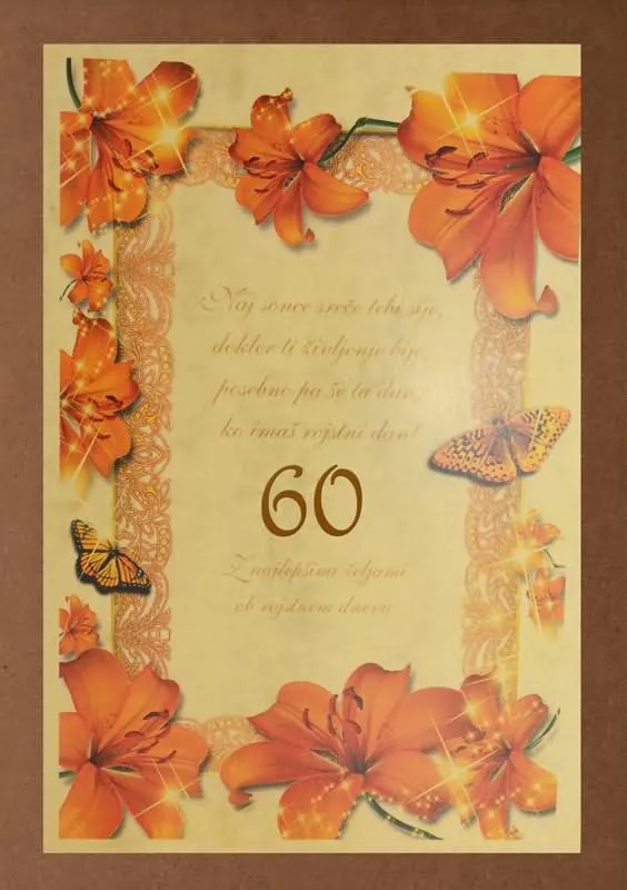 Diploma ROJSTNI DAN, Naj sonce sreče, lilija, 60, (36x25cm)