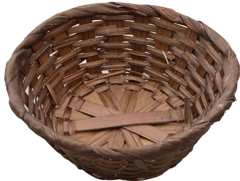 Dekorativna košarica iz bambusa, okrogla, temno rjava, 14cm