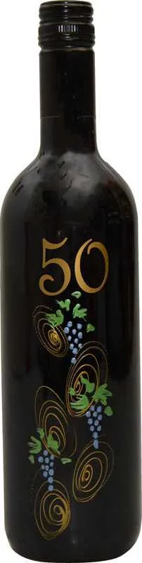 Vino Merlot, 0.75L, poslikana steklenica - grozd, 50 let