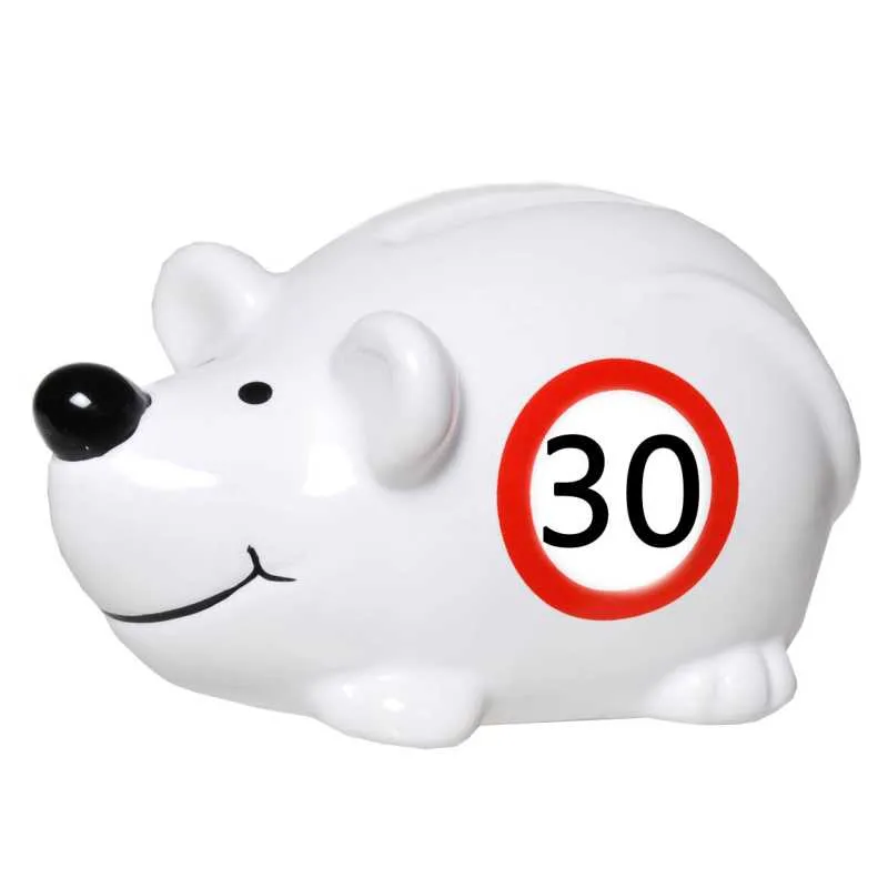 Hranilnik, miška s prometnim znakom "30", polimasa, 10.5x5cm