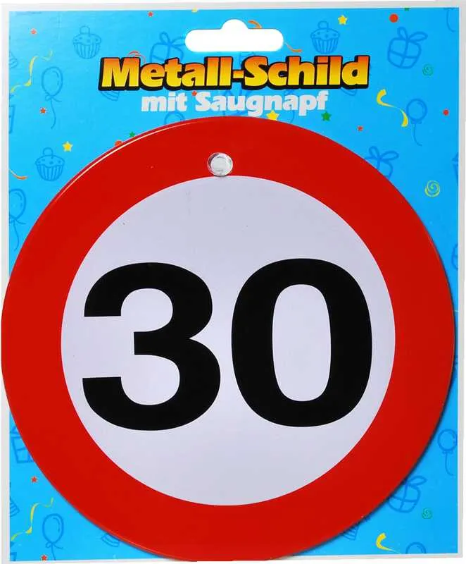Prometni znak, kovinski,  s priseskom, 30, 15cm