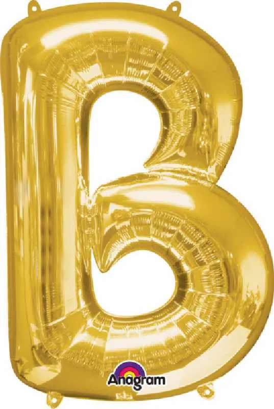 Balon napihljiv, "B", zlati, 40cm + palčka za napihnit