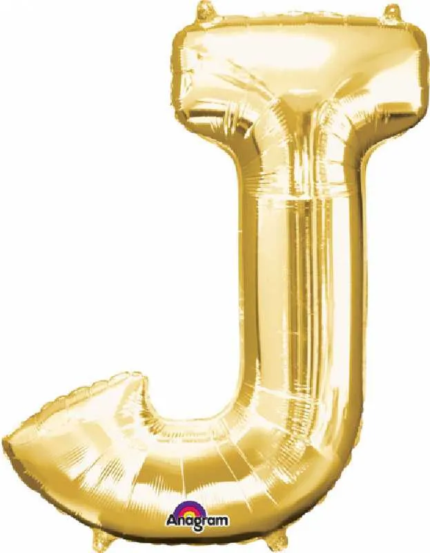 Balon napihljiv, "J", zlati, 40cm + palčka za napihnit