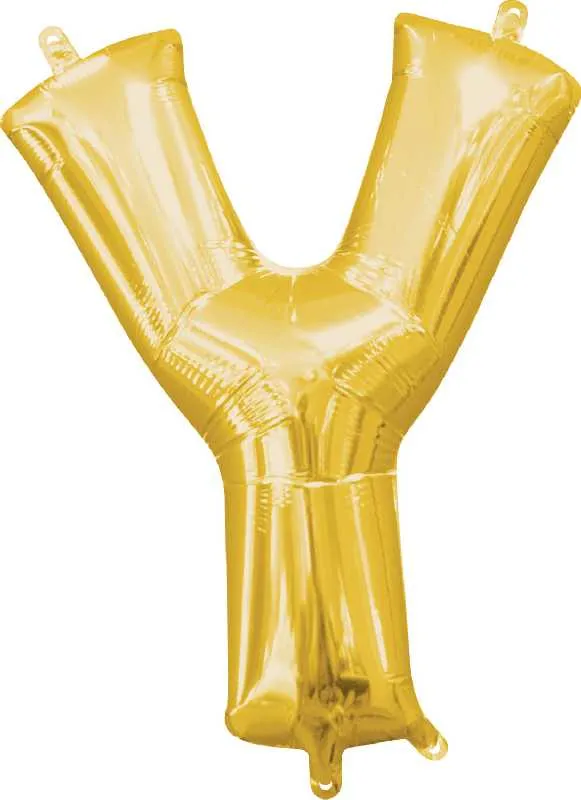 Balon napihljiv, "Y", zlati, 40cm + palčka za napihnit