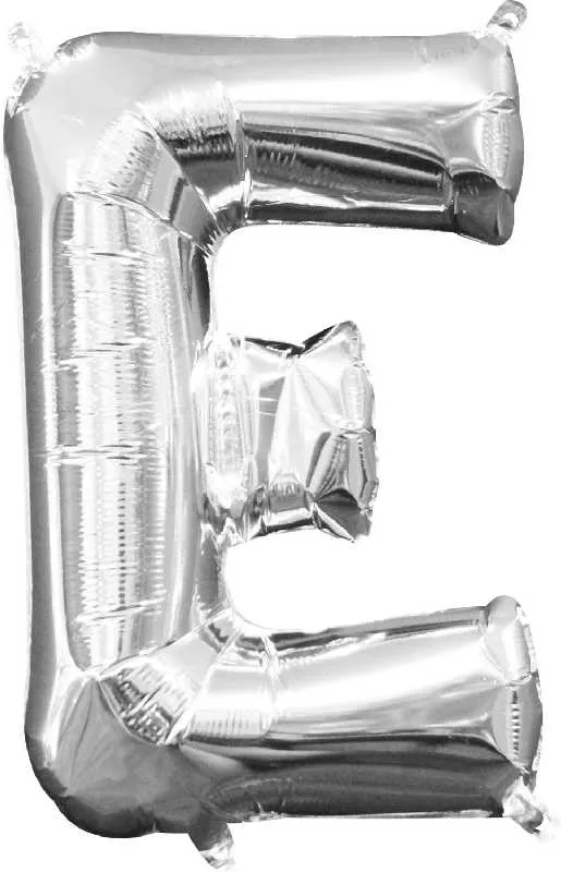 Balon napihljiv, "E", srebrni, 40cm + palčka za napihnit
