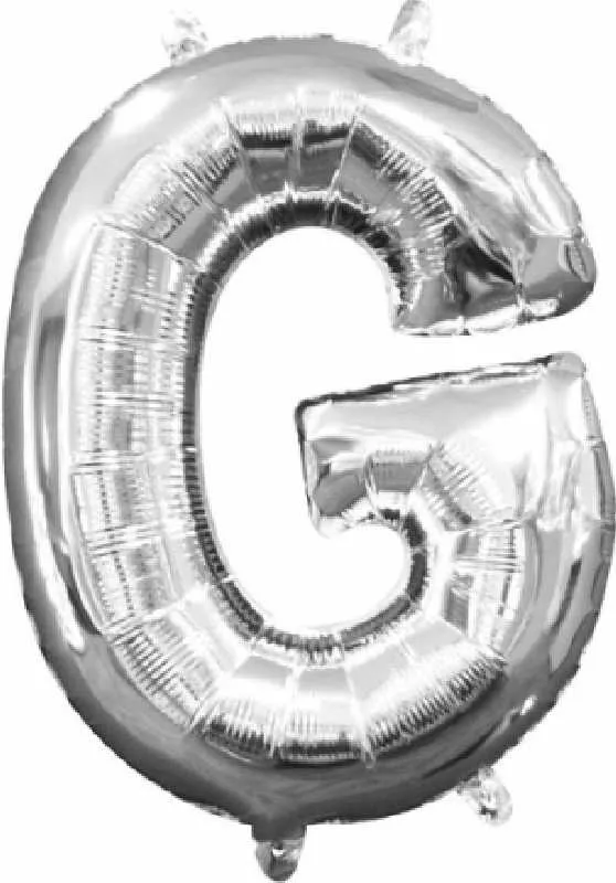 Balon napihljiv, "G", srebrni, 40cm + palčka za napihnit