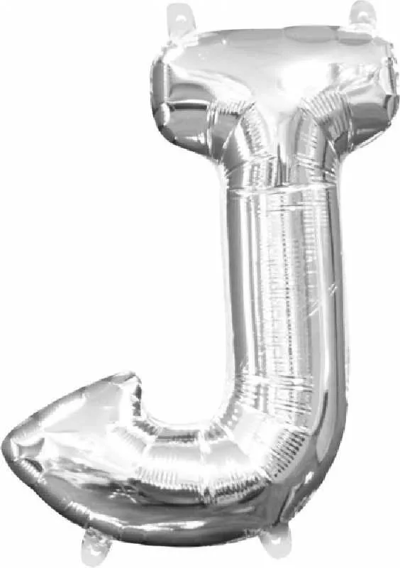 Balon napihljiv, "J", srebrni, 40cm + palčka za napihnit
